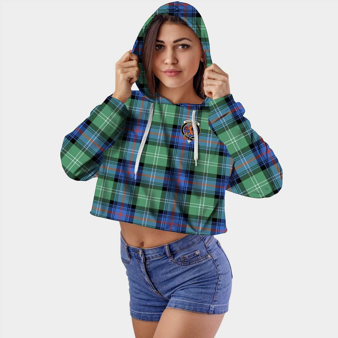 Sutherland Old Ancient Clan Badge Classic Tartan Croptop Hoodie