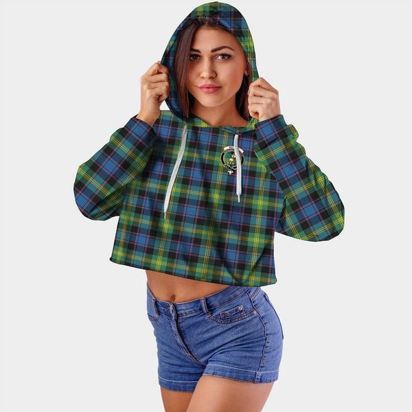 Watson Ancient Clan Badge Classic Tartan Croptop Hoodie