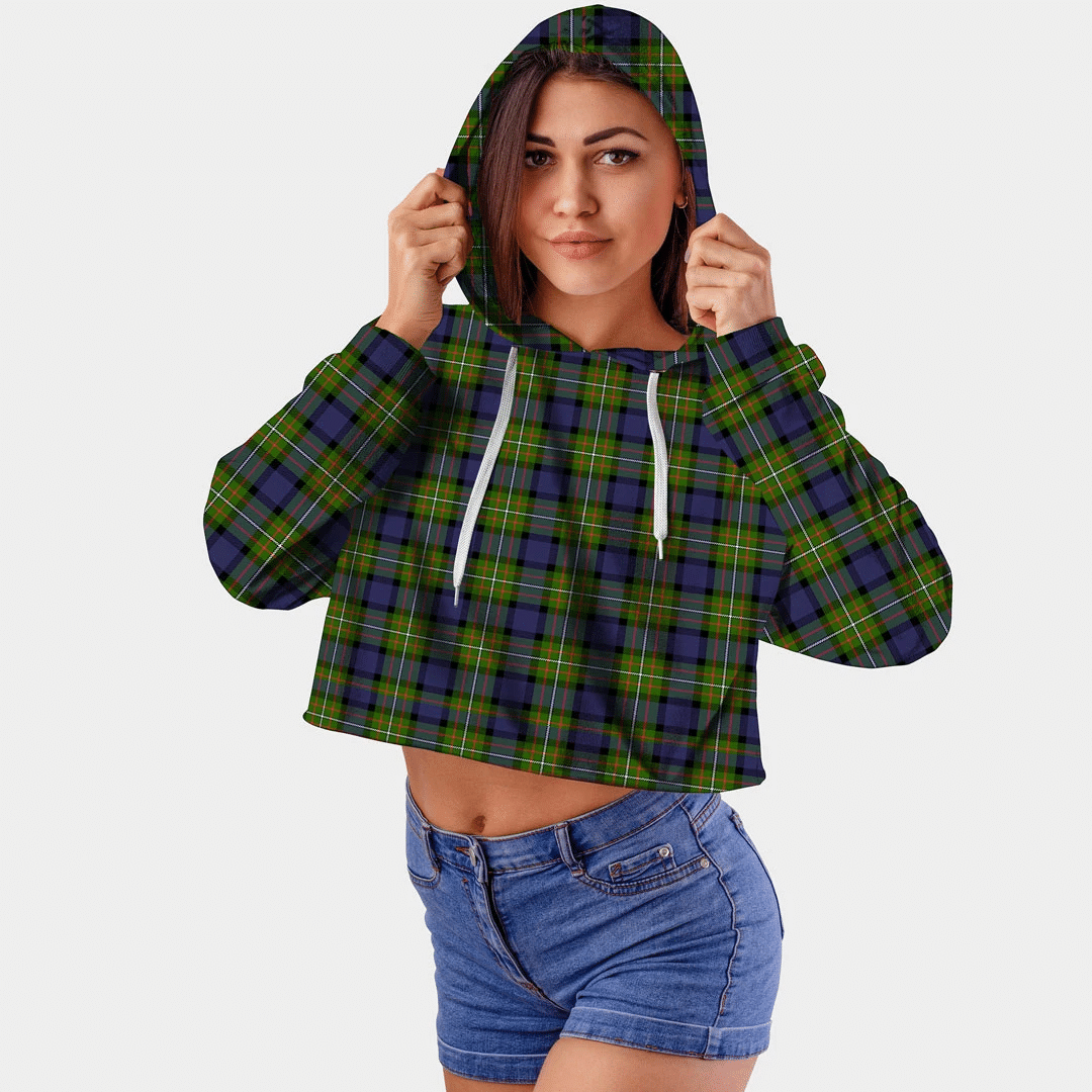 Fergusson Modern Tartan Crop Top Hoodie