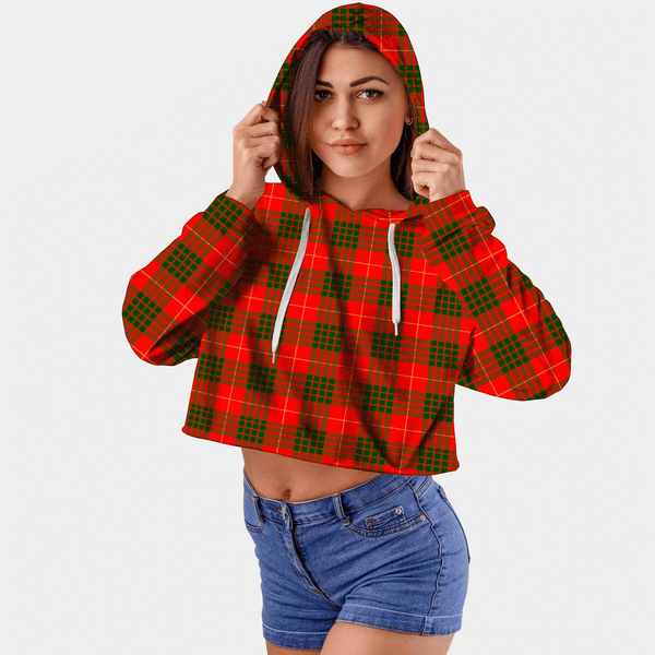 Cameron Modern Tartan Crop Top Hoodie