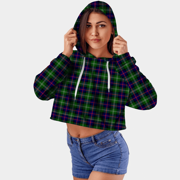 Sutherland Modern Tartan Crop Top Hoodie