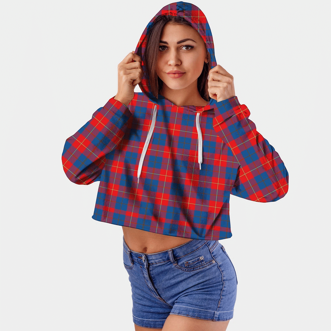 Galloway Red Tartan Crop Top Hoodie