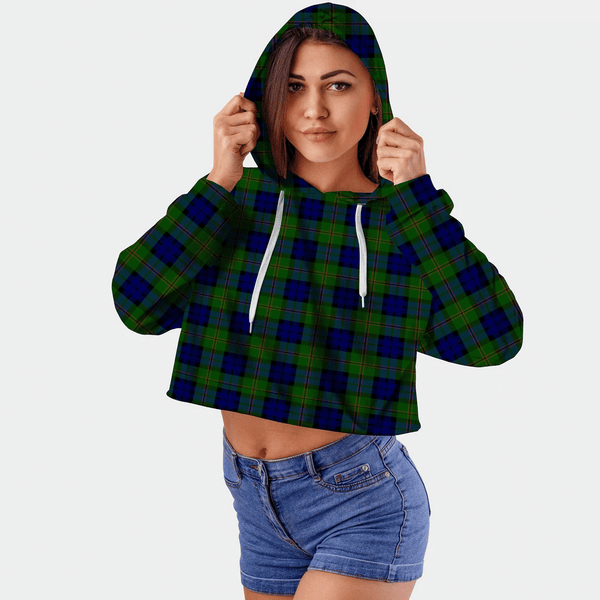 Dundas Modern Tartan Crop Top Hoodie