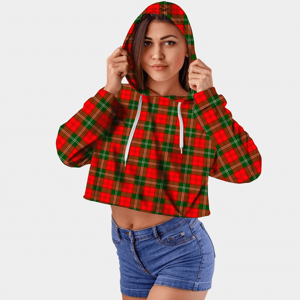 Lennox Modern Tartan Crop Top Hoodie