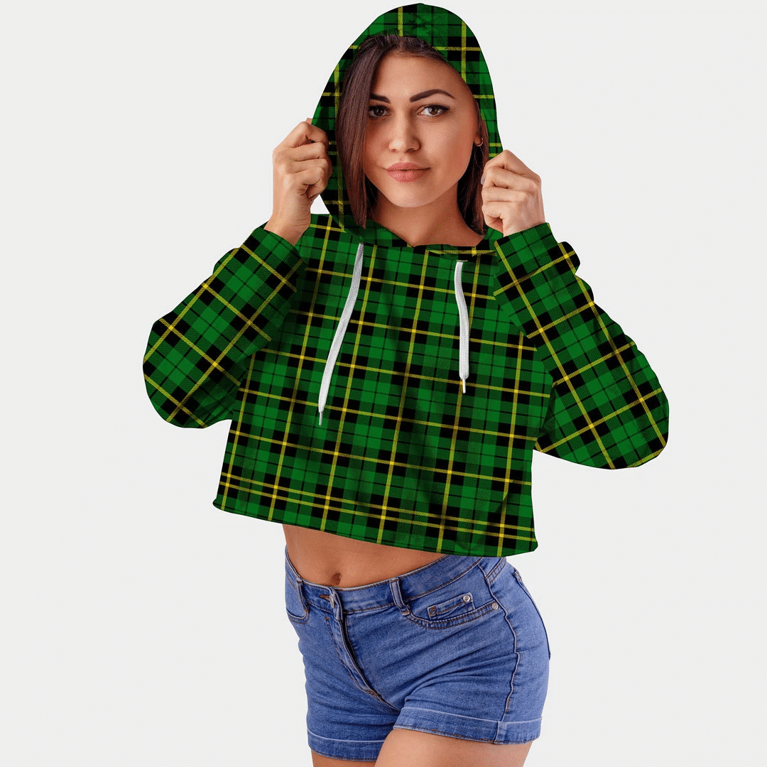 Wallace Hunting - Green Tartan Crop Top Hoodie