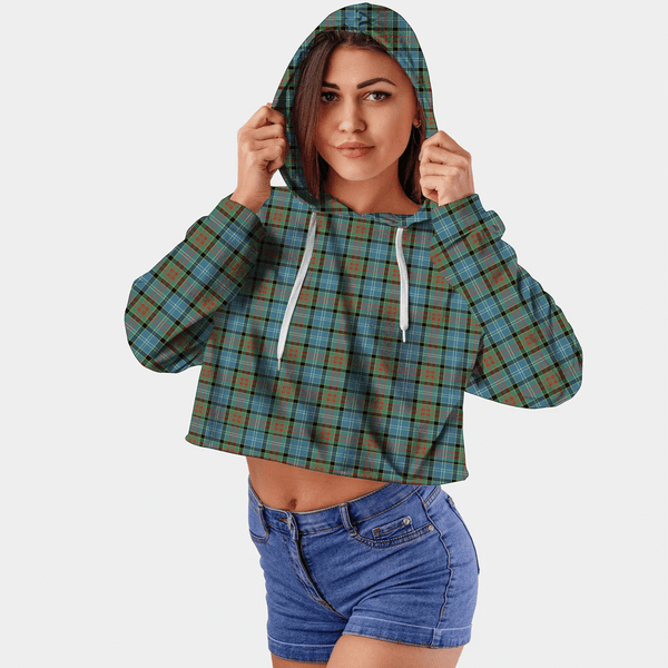 Paisley District Tartan Crop Top Hoodie