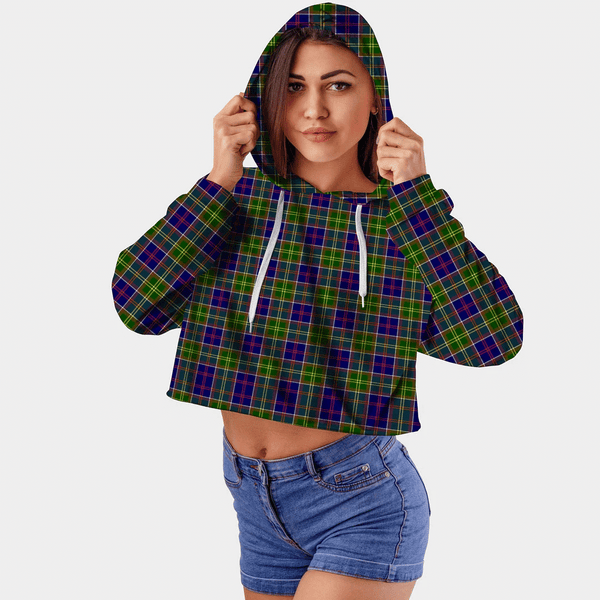 Ayrshire District Tartan Crop Top Hoodie