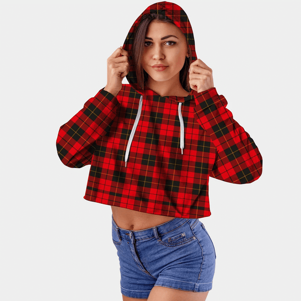 Wallace Weathered Tartan Crop Top Hoodie