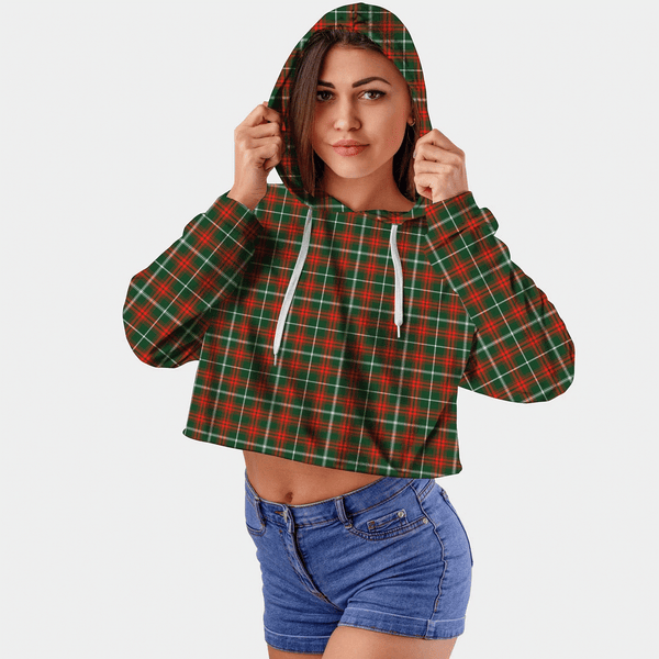 Prince of Wales Tartan Crop Top Hoodie