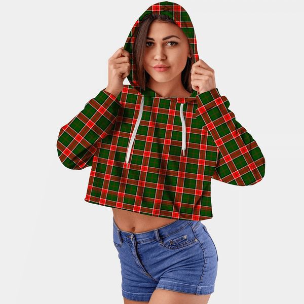 Pollock Modern Tartan Crop Top Hoodie