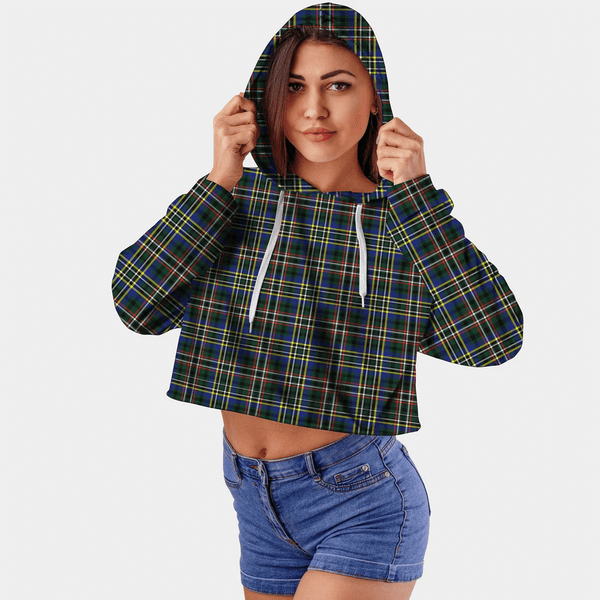 SCOTT GREEN MODERN Tartan Crop Top Hoodie