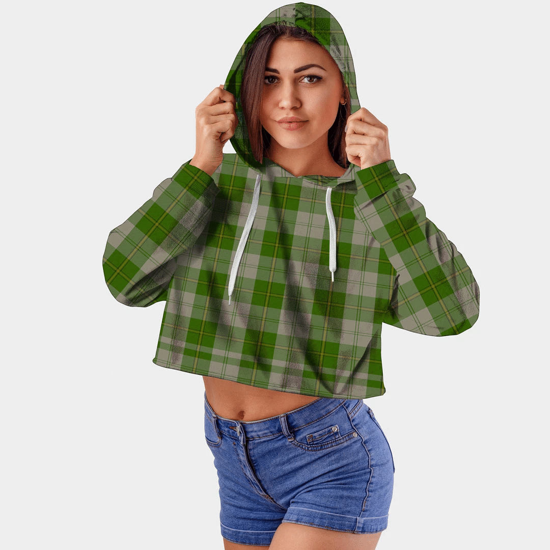 Cunningham Dress Green Dancers Tartan Crop Top Hoodie