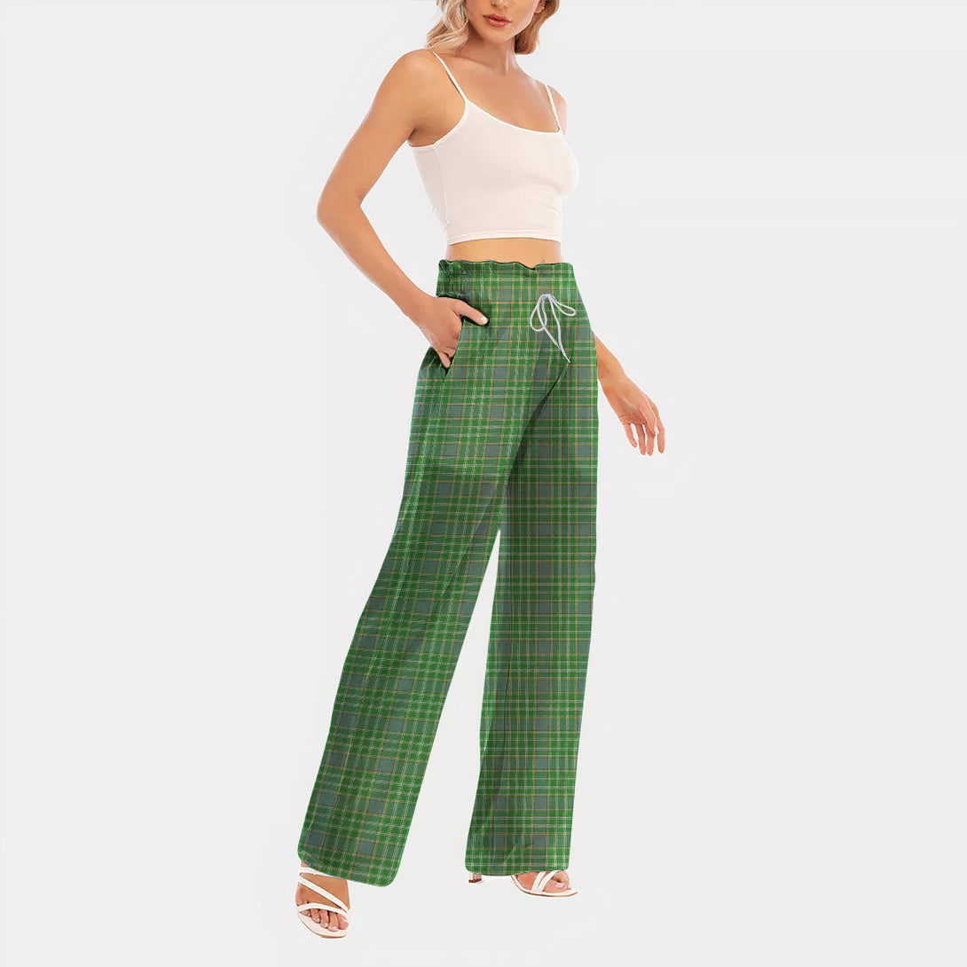 Currie Tartan Women's Waist Fungus Edge Wide-leg Pants