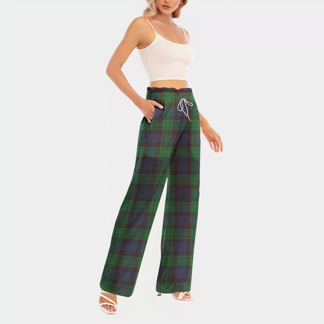 Stewart Old Modern Tartan Women's Waist Fungus Edge Wide-leg Pants