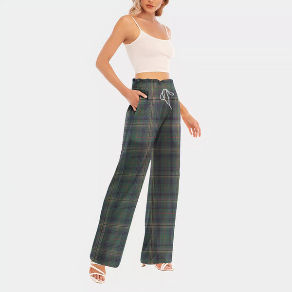 Kennedy Modern Tartan Women's Waist Fungus Edge Wide-leg Pants