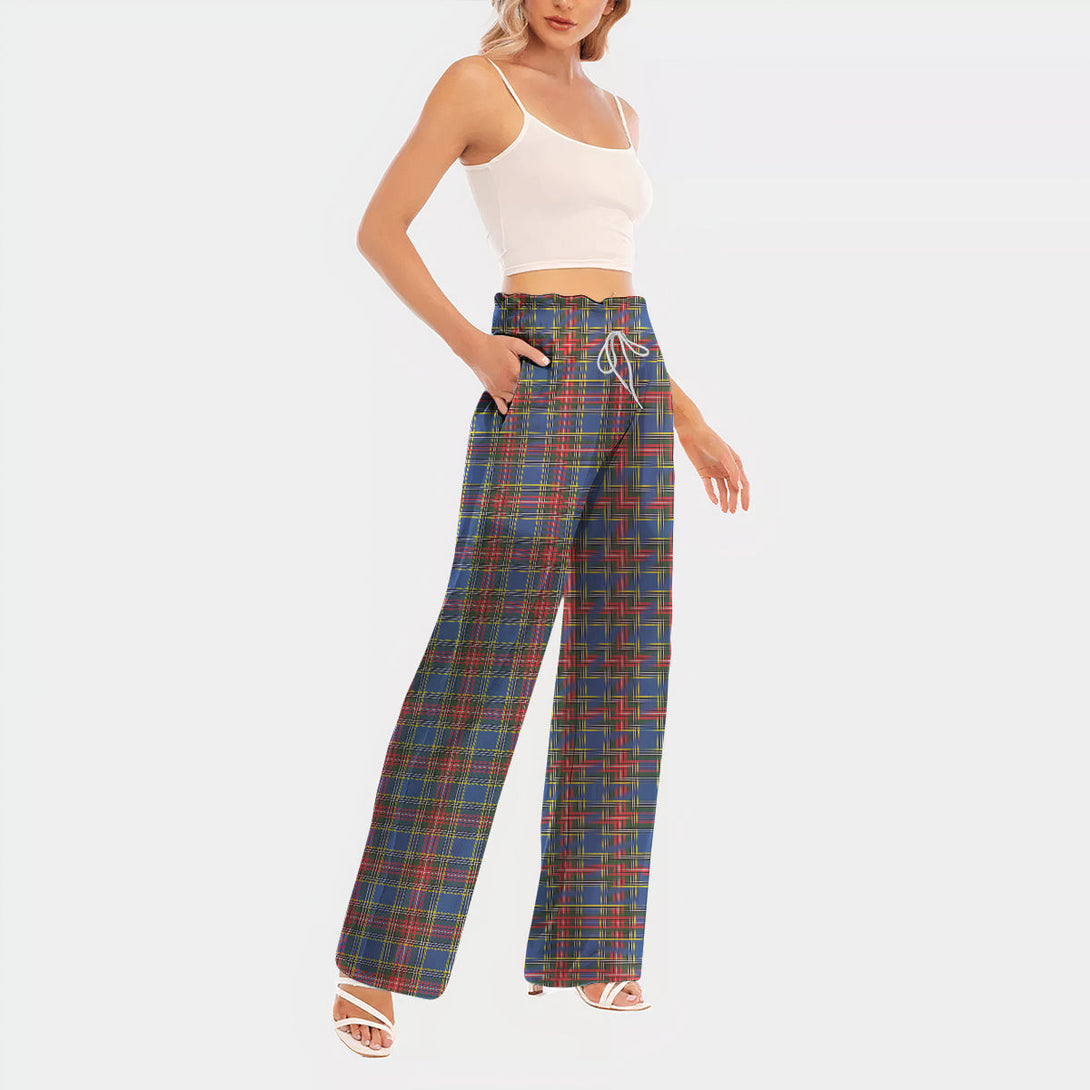 MacBeth Modern Tartan Women's Waist Fungus Edge Wide-leg Pants