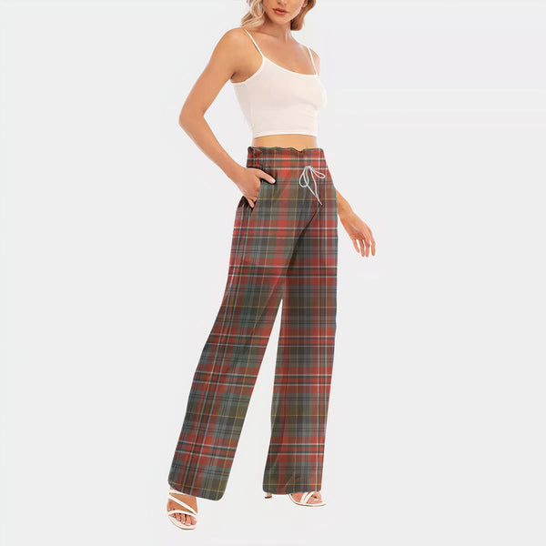 MacPherson Weathered Tartan Women's Waist Fungus Edge Wide-leg Pants