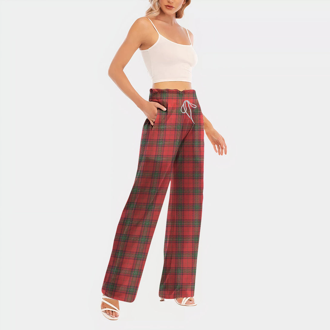 Seton Modern Tartan Women's Waist Fungus Edge Wide-leg Pants