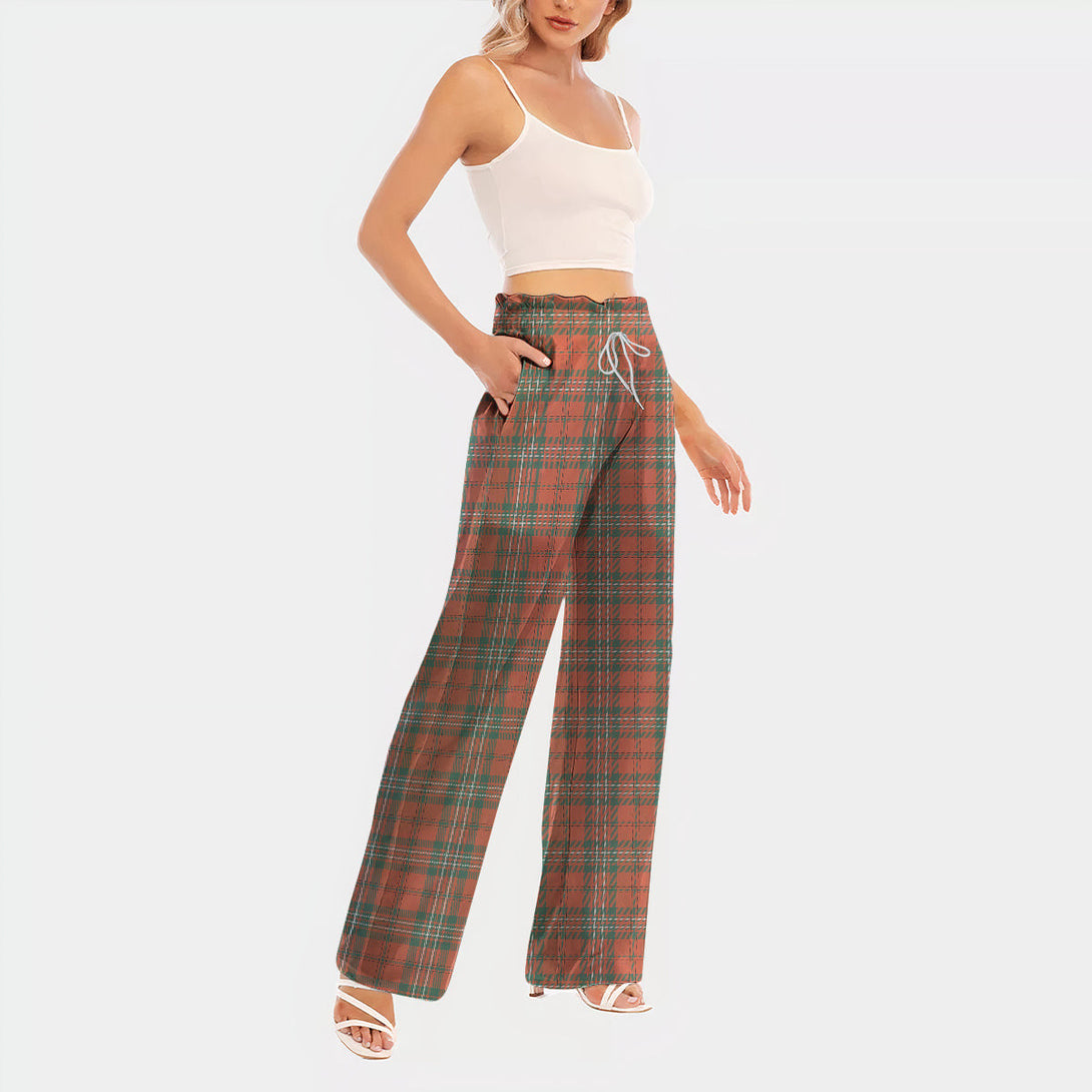 SCOTT ANCIENT Tartan Women's Waist Fungus Edge Wide-leg Pants