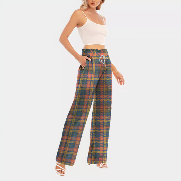 Buchanan Ancient Tartan Women's Waist Fungus Edge Wide-leg Pants