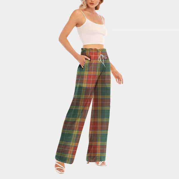 Buchanan Old Sett Tartan Women's Waist Fungus Edge Wide-leg Pants