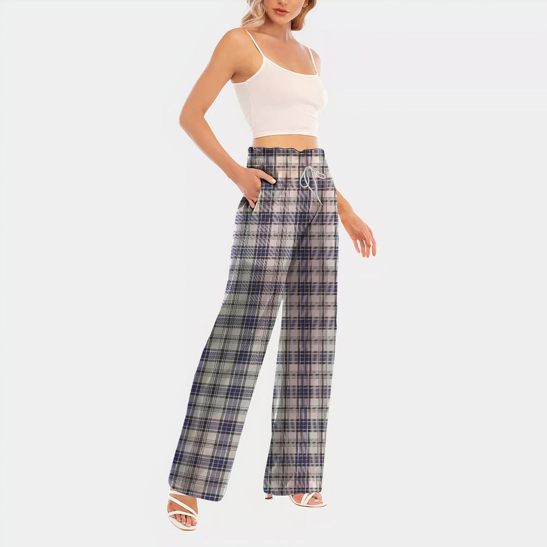 Hannay Modern Tartan Women's Waist Fungus Edge Wide-leg Pants