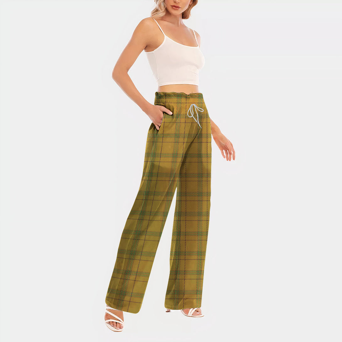 Houston Tartan Women's Waist Fungus Edge Wide-leg Pants