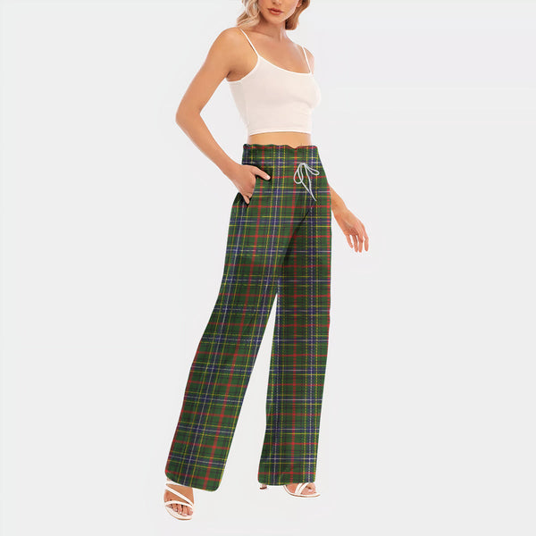 Bisset Tartan Women's Waist Fungus Edge Wide-leg Pants