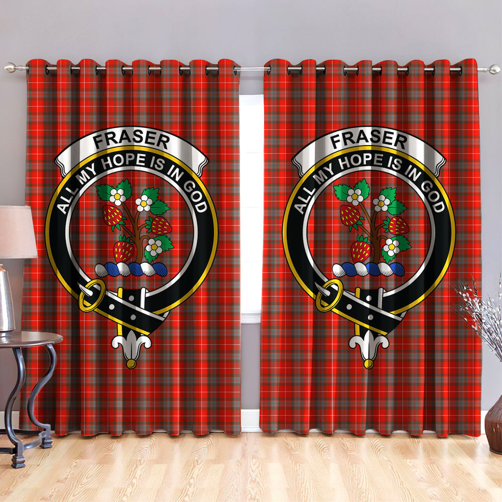 Fraser Weathered Clan Badge Tartan Classic Window Curtain