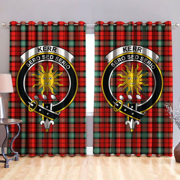 Kerr Ancient Clan Badge Tartan Classic Window Curtain