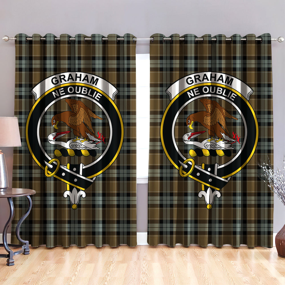 Graham of Menteith Weathered Clan Badge Tartan Classic Window Curtain