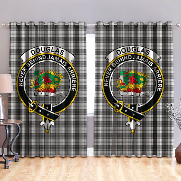 Douglas Grey Modern Clan Badge Tartan Classic Window Curtain