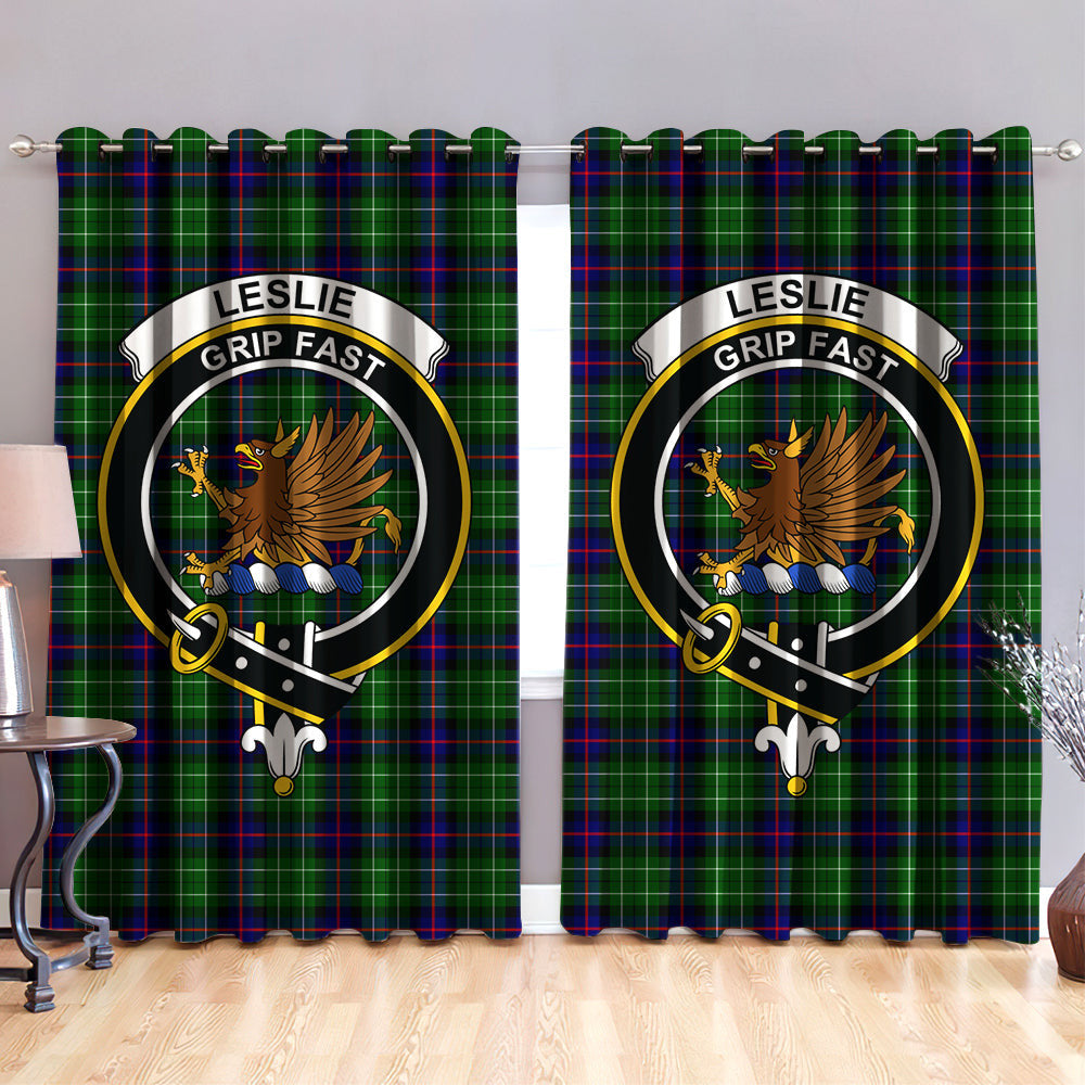 Leslie Hunting Clan Badge Tartan Classic Window Curtain