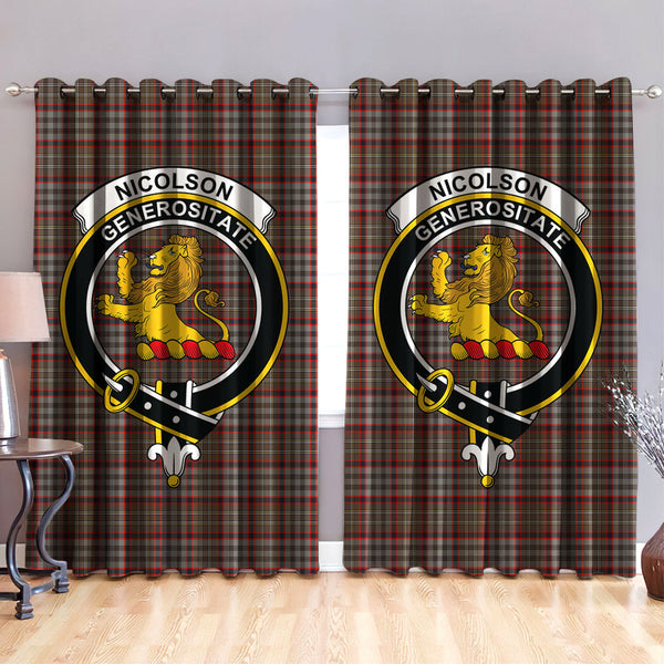 Nicolson Hunting Weathered Clan Badge Tartan Classic Window Curtain