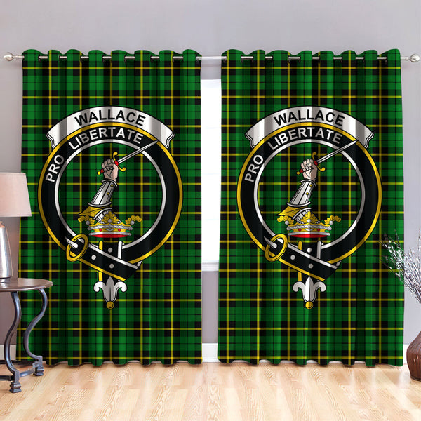 Wallace Hunting - Green Clan Badge Tartan Classic Window Curtain