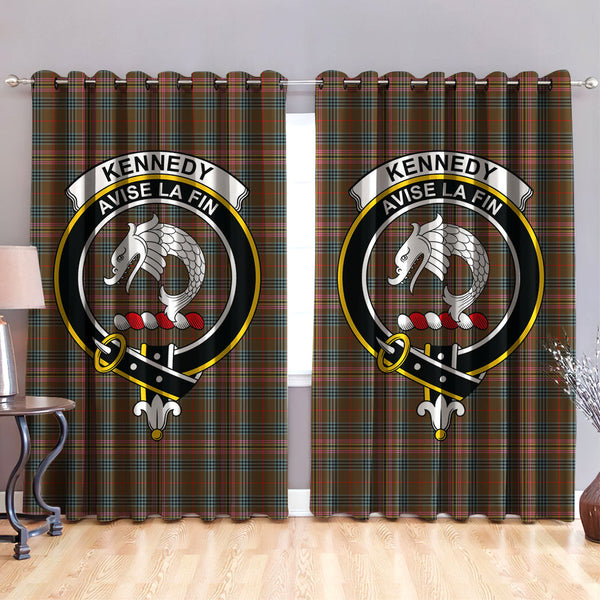 Kennedy Weathered Clan Badge Tartan Classic Window Curtain