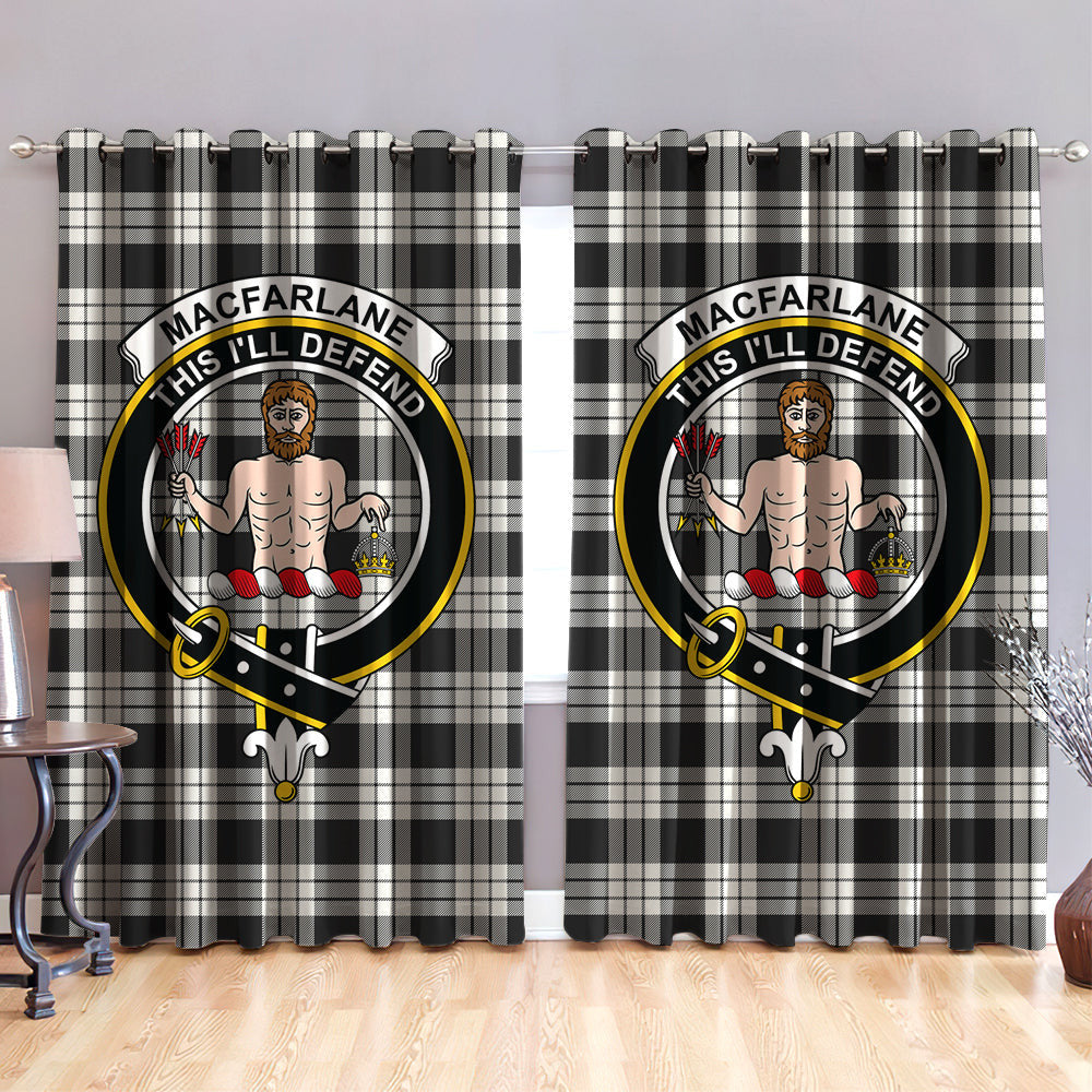 MacFarlane Black & White Ancient Clan Badge Tartan Classic Window Curtain