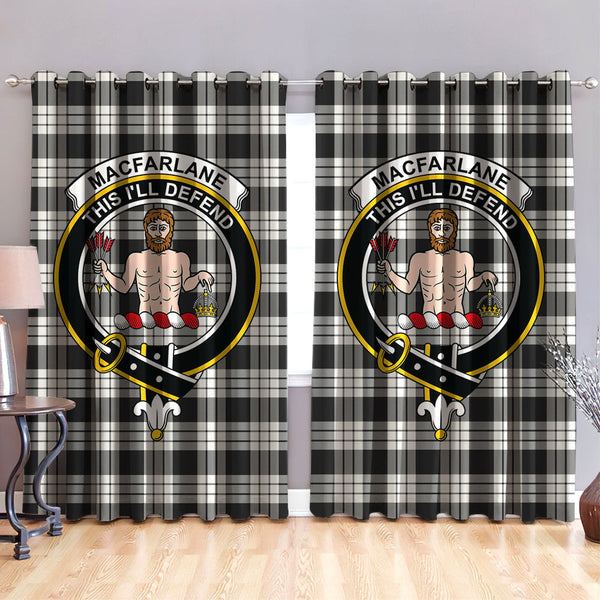 MacFarlane Black & White Ancient Clan Badge Tartan Classic Window Curtain