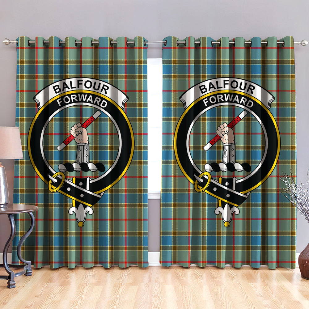 Balfour Blue Clan Badge Tartan Classic Window Curtain