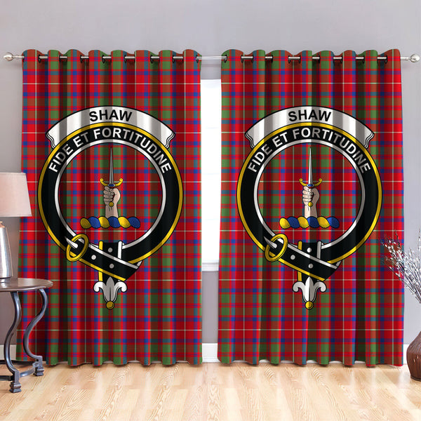 Shaw Red Modern Clan Badge Tartan Classic Window Curtain