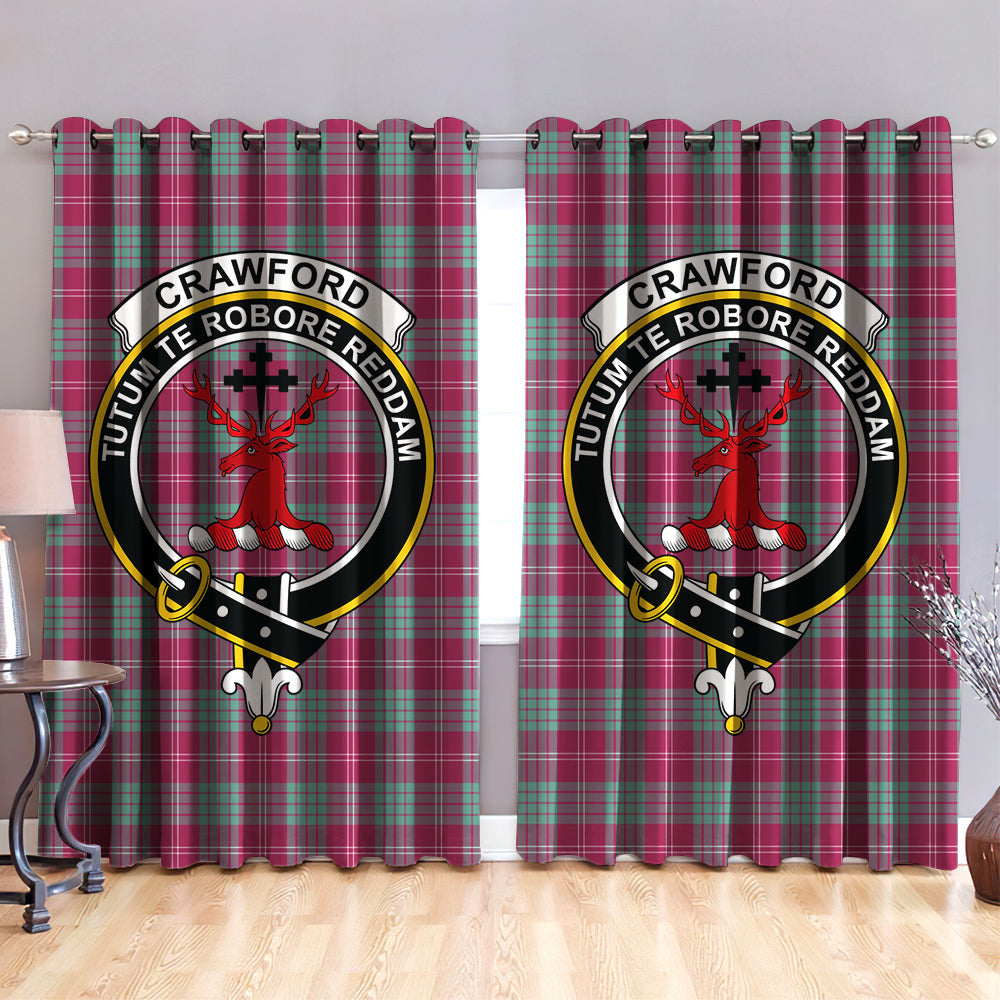 Crawford Ancient Clan Badge Tartan Classic Window Curtain