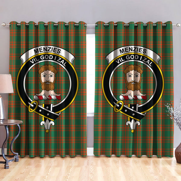 Menzies Green Ancient Clan Badge Tartan Classic Window Curtain