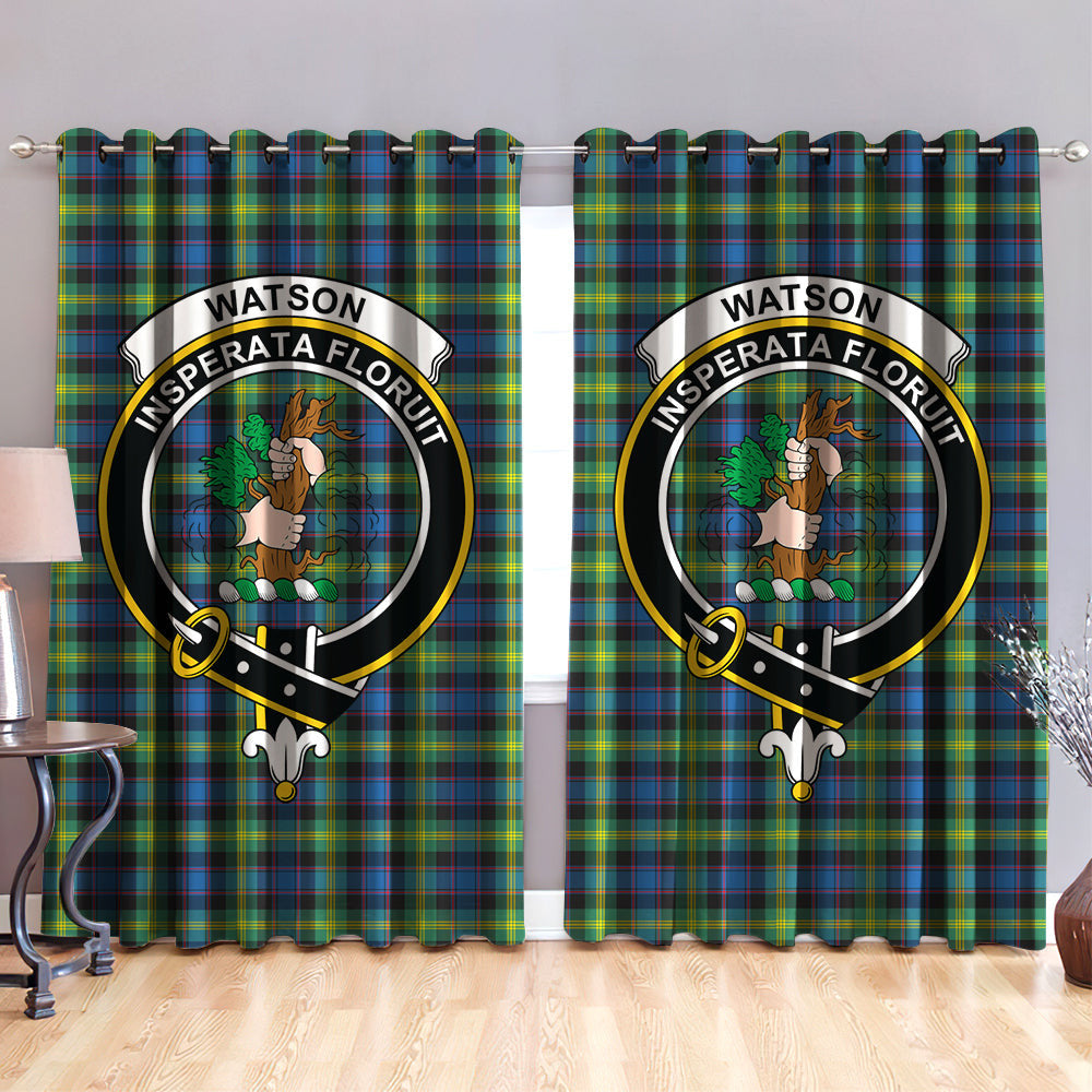 Watson Ancient Clan Badge Tartan Classic Window Curtain