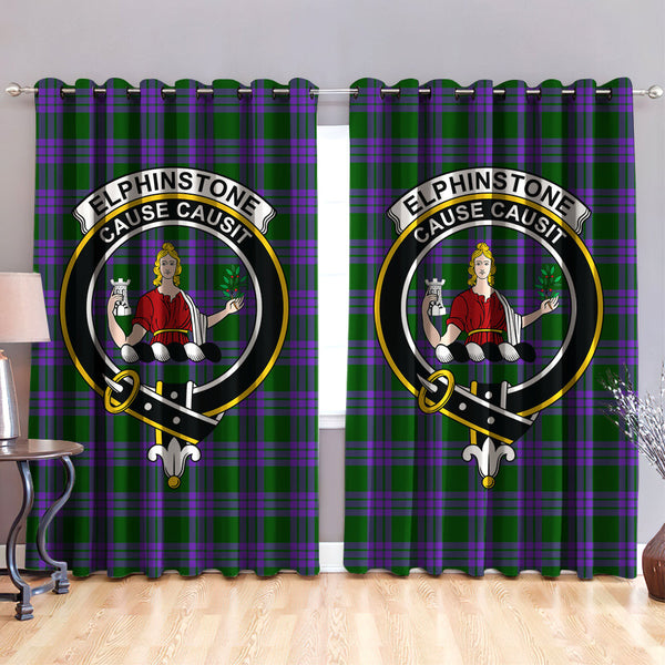 Elphinstone Clan Badge Tartan Classic Window Curtain