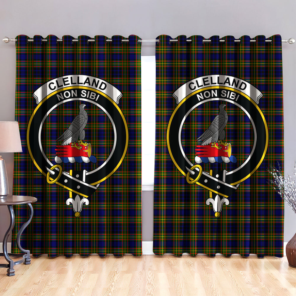 Clelland Modern Clan Badge Tartan Classic Window Curtain