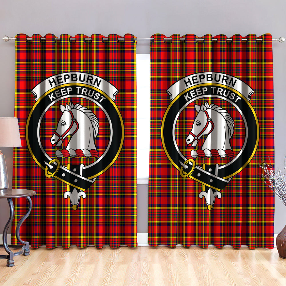 Hepburn Clan Badge Tartan Classic Window Curtain