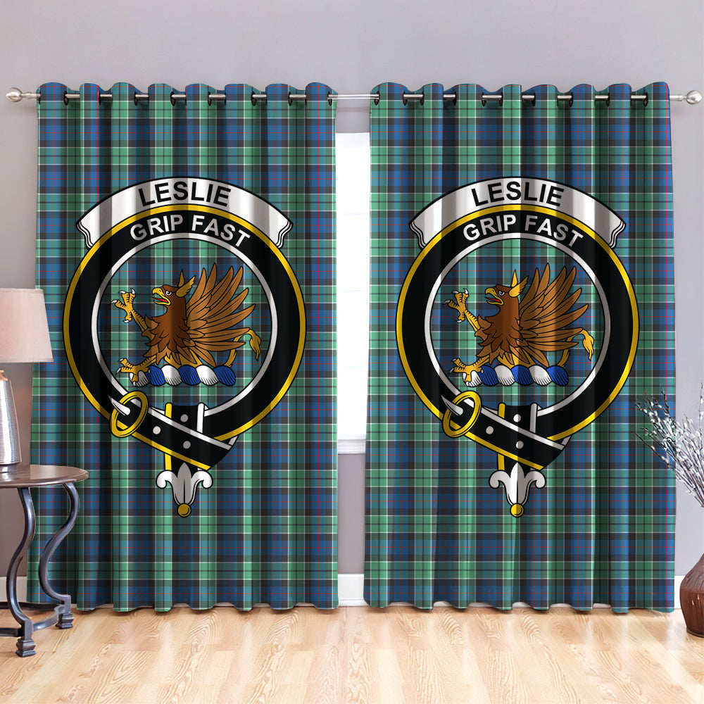 Leslie Hunting Ancient Clan Badge Tartan Classic Window Curtain