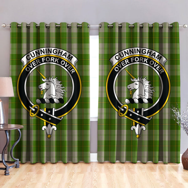 Cunningham Dress Green Dancers Clan Badge Tartan Classic Window Curtain