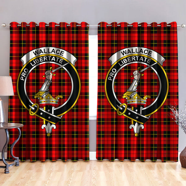 Wallace Hunting - Red Clan Badge Tartan Classic Window Curtain