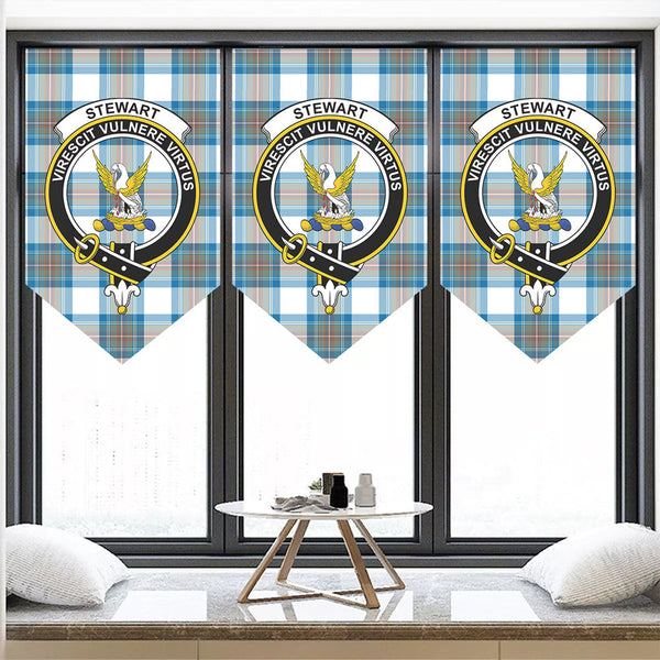 Stewart Muted Blue Tartan Classic Crest Pennant